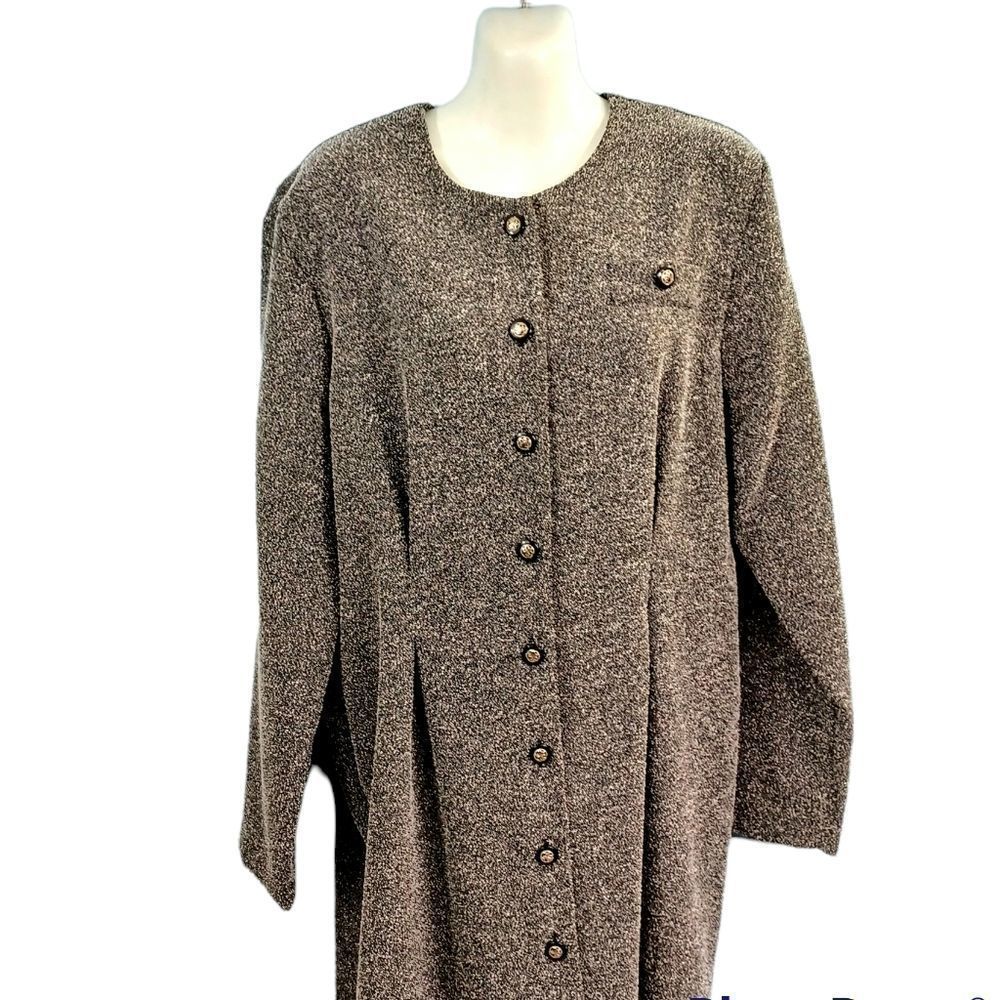 MISS Dorhy Henley Black & White Varigated Button Down Jacket Sz 14